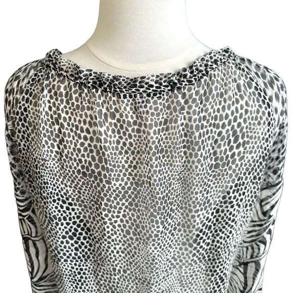 See by Chloe 100% Silk Jungalow Zebra Leopard Print Keyhole Off Shoulder Blouse - Picture 5 of 13